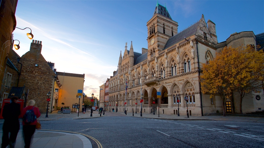 Northampton featuring heritage architecture and a sunset