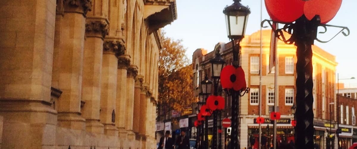 They shall grow not old,as we that are left grow old.
Age shall not weary them,nor the years condemn.
At the going down of the sun and in the morning.
We will remember them.
Remembrance In Northampton town centre......