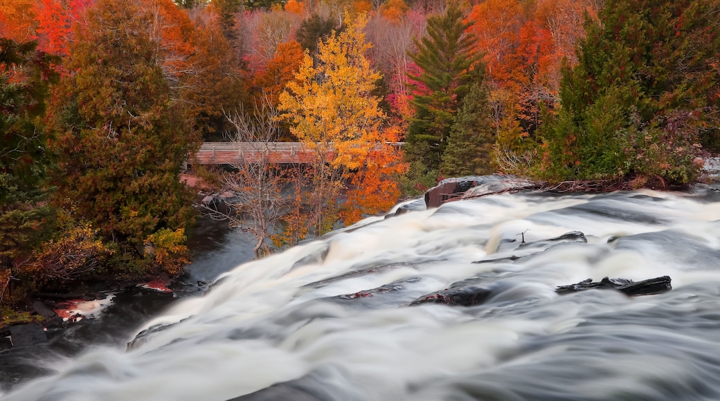 Scenic Bond falls during autumn time in Michigan upper peninsula