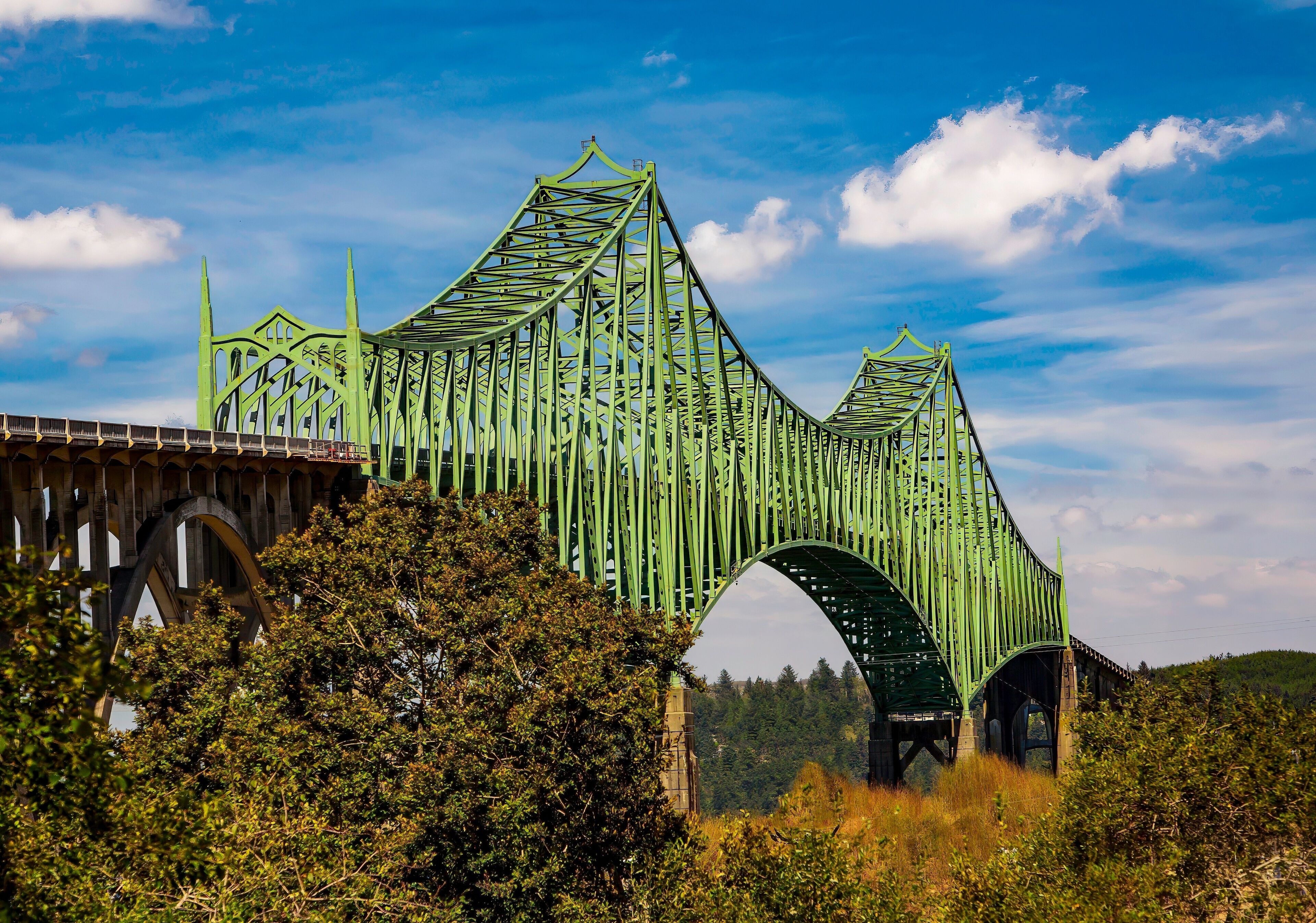 The Conde B McCullough Memorial Bridge,  a cantilever bridge that spans Coos Bay on U.S. Route 101 near North Bend, Oregon.