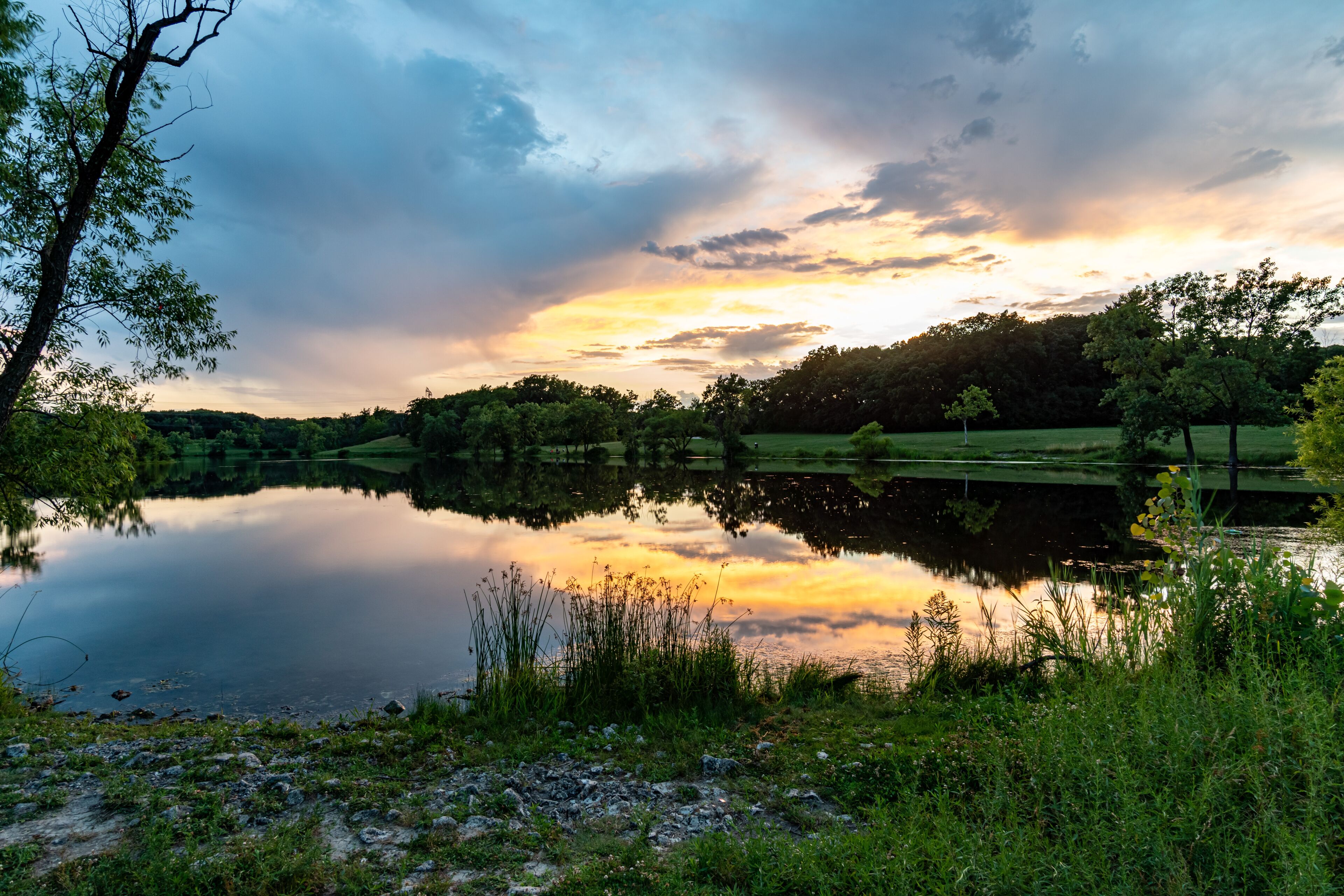 Reflection on Lake at Dusk at Turtlehead Lake Nature Preserve in Orland Park, IL (Suburban Chicago)