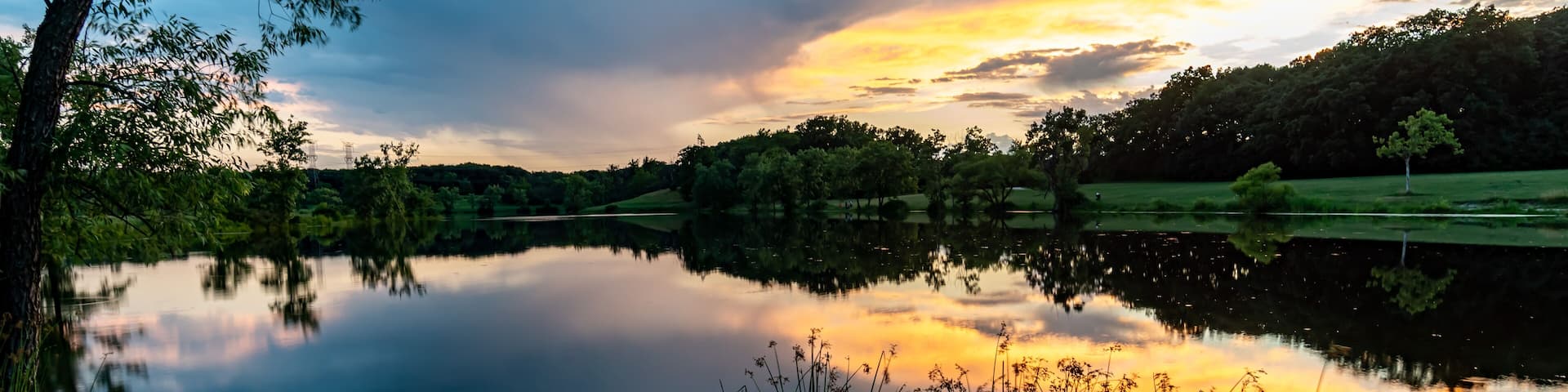 Reflection on Lake at Dusk at Turtlehead Lake Nature Preserve in Orland Park, IL (Suburban Chicago)