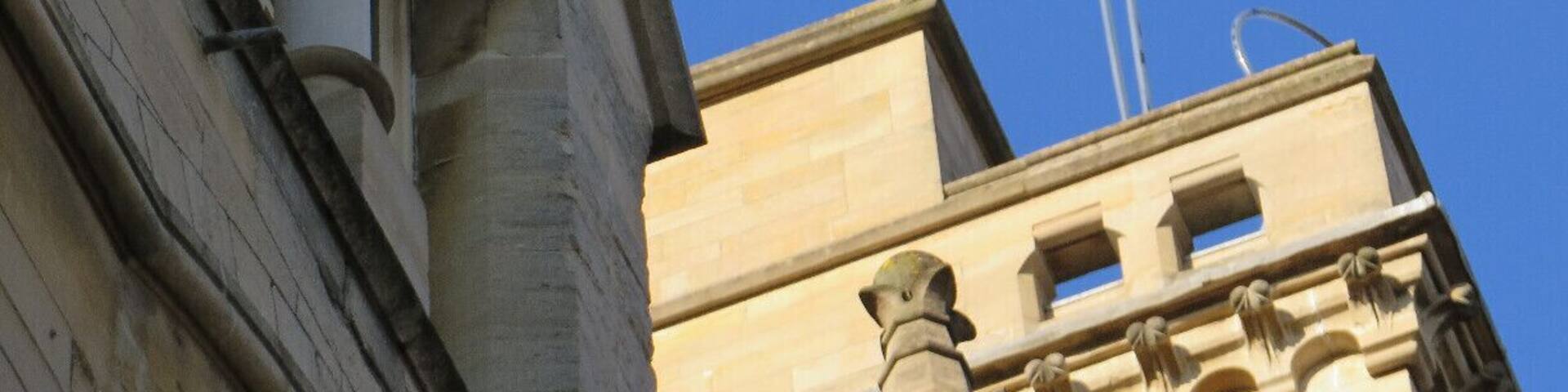 The Oxford love hearts
John Balliol Founder of the Oxford College died in 1268. His heart was removed, embalmed, and kept by his widow Dervorguilla and both were buried at Sweetheart Abbey (which she founded) near Dumfries, in 1290.
Balliol college erected 2 hearts at the top of the tower which intertwine, when viewed from a certain angle.