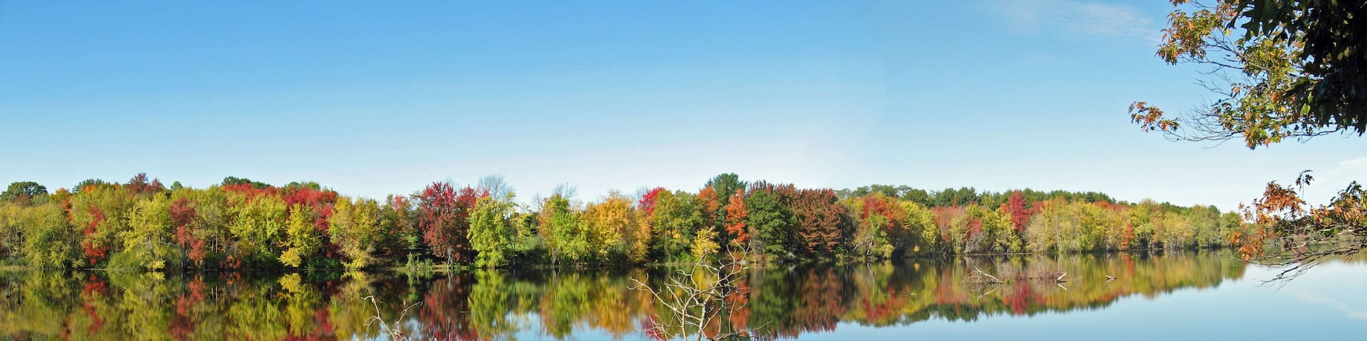 Fall foliage along Stillwater River in Maine
