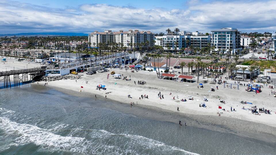 Oceanside, California, looking at the Downtown on the Beach with the Pier in the Background along the Resort Area