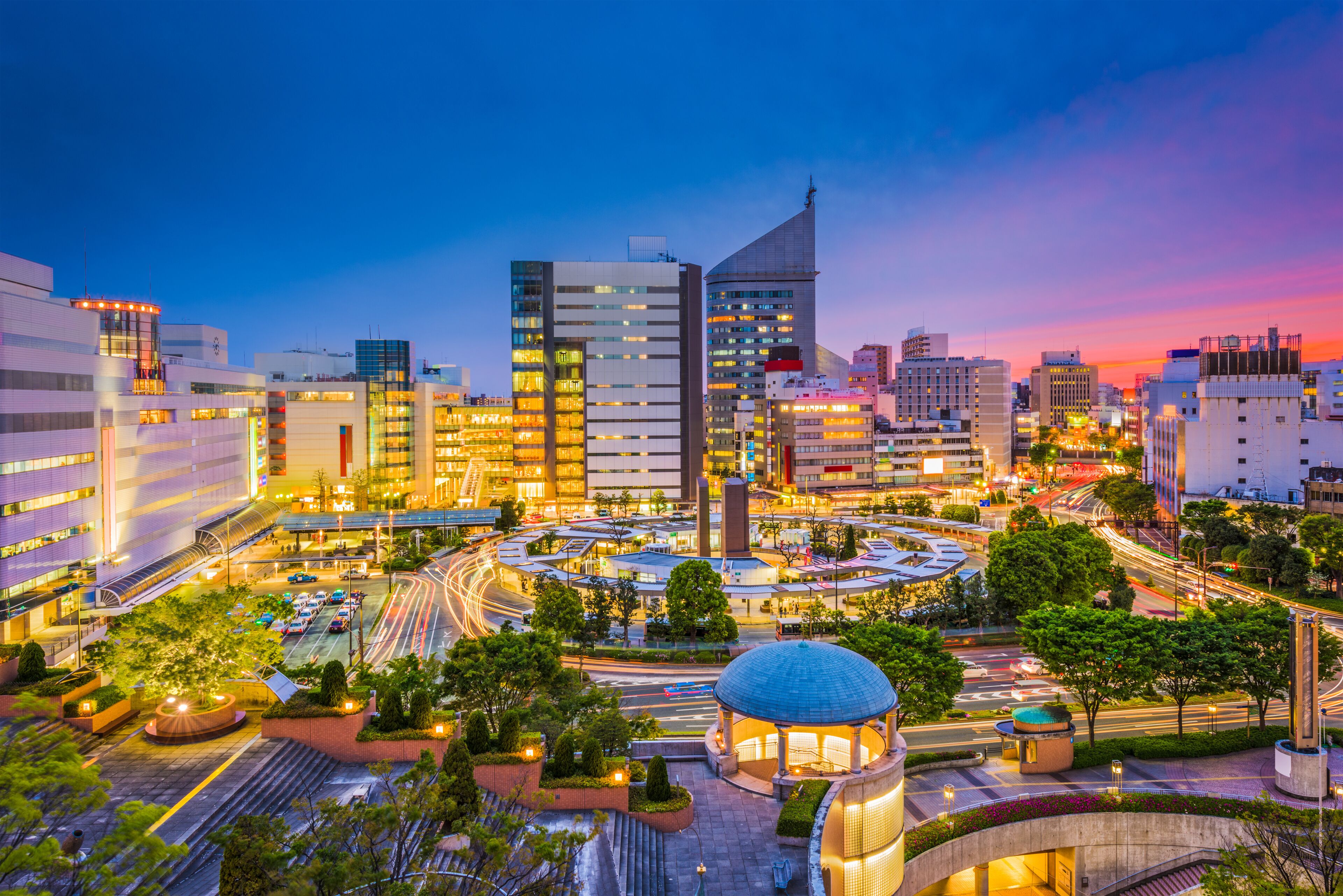 Hamamatsu City, Shizuoka, Japan cityscape at dusk.