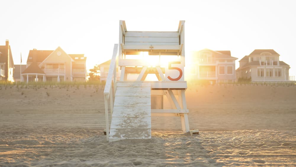 Sunset Through Lifeguard Stand #5 In Spring Lake New Jersey