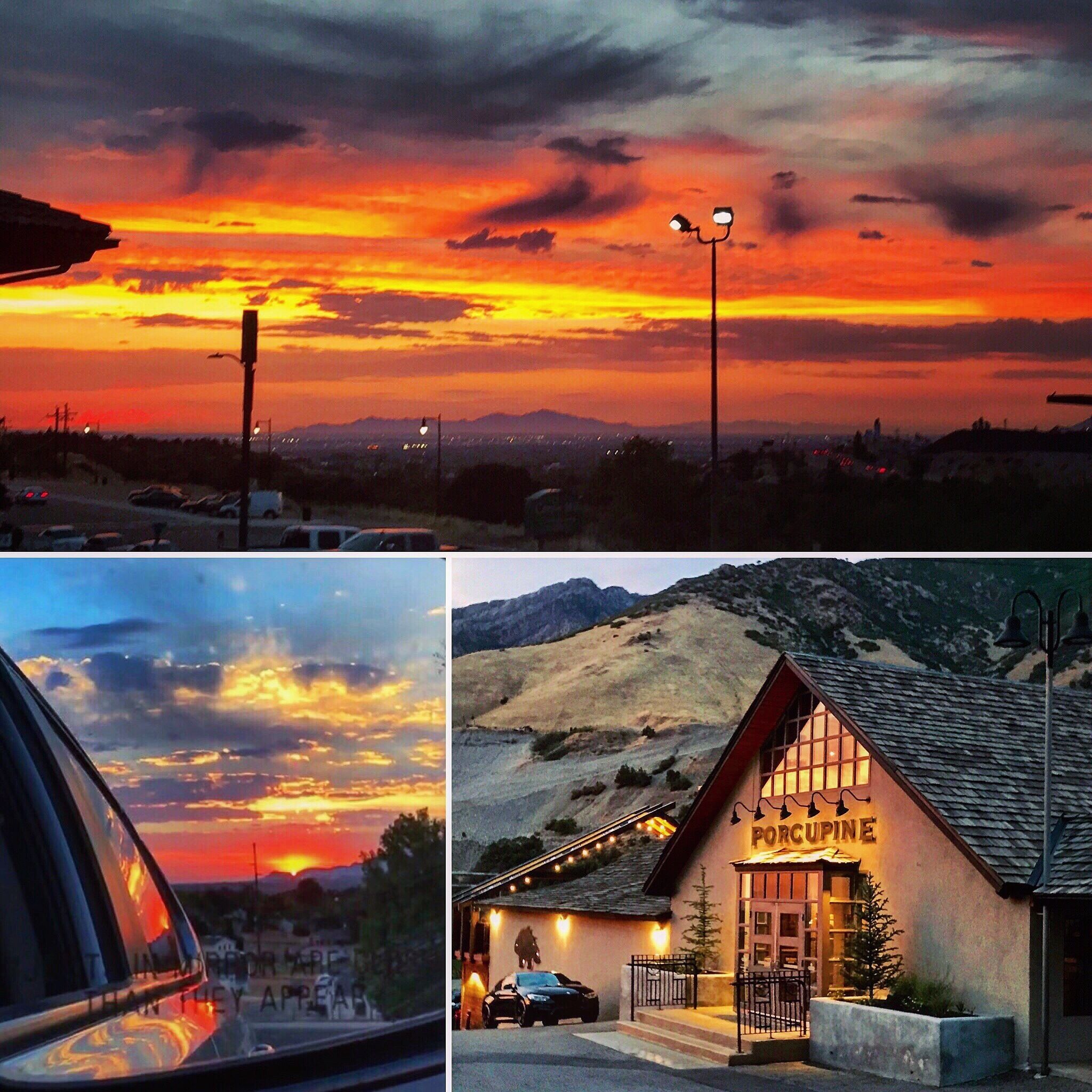 Sunset looking west from the Porcupine Pub and Grille in Sandy, Utah. Fort Union/Cottonwood Heights area at the base of Big Cottonwood Canyon. 🌅