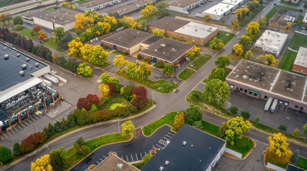 Aerial View of the Twin Cities Suburb of Plymouth, Minnesota