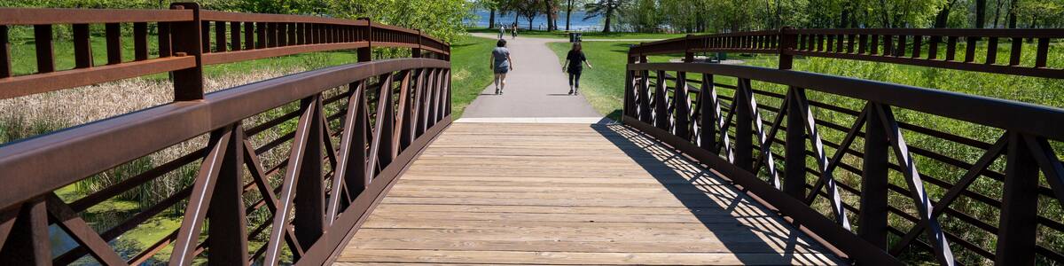 Footbridge in Clifton E French Regional Park in Plymouth Minnesota, part of the walking trails