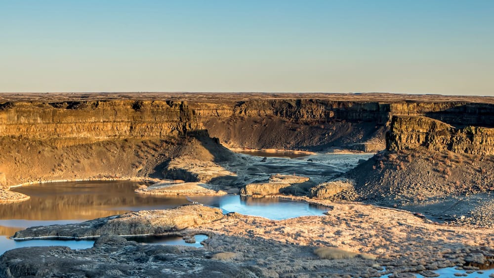 Panorama of dry falls park in Washington.