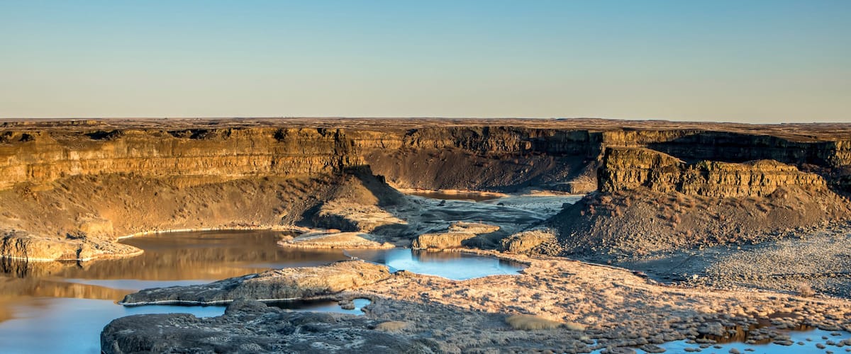 Panorama of dry falls park in Washington.