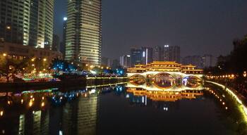 A walk along Binjiang Greenway to Anshun Bridge...passing through a park along the way and spotting couples dancing outside some buildings.