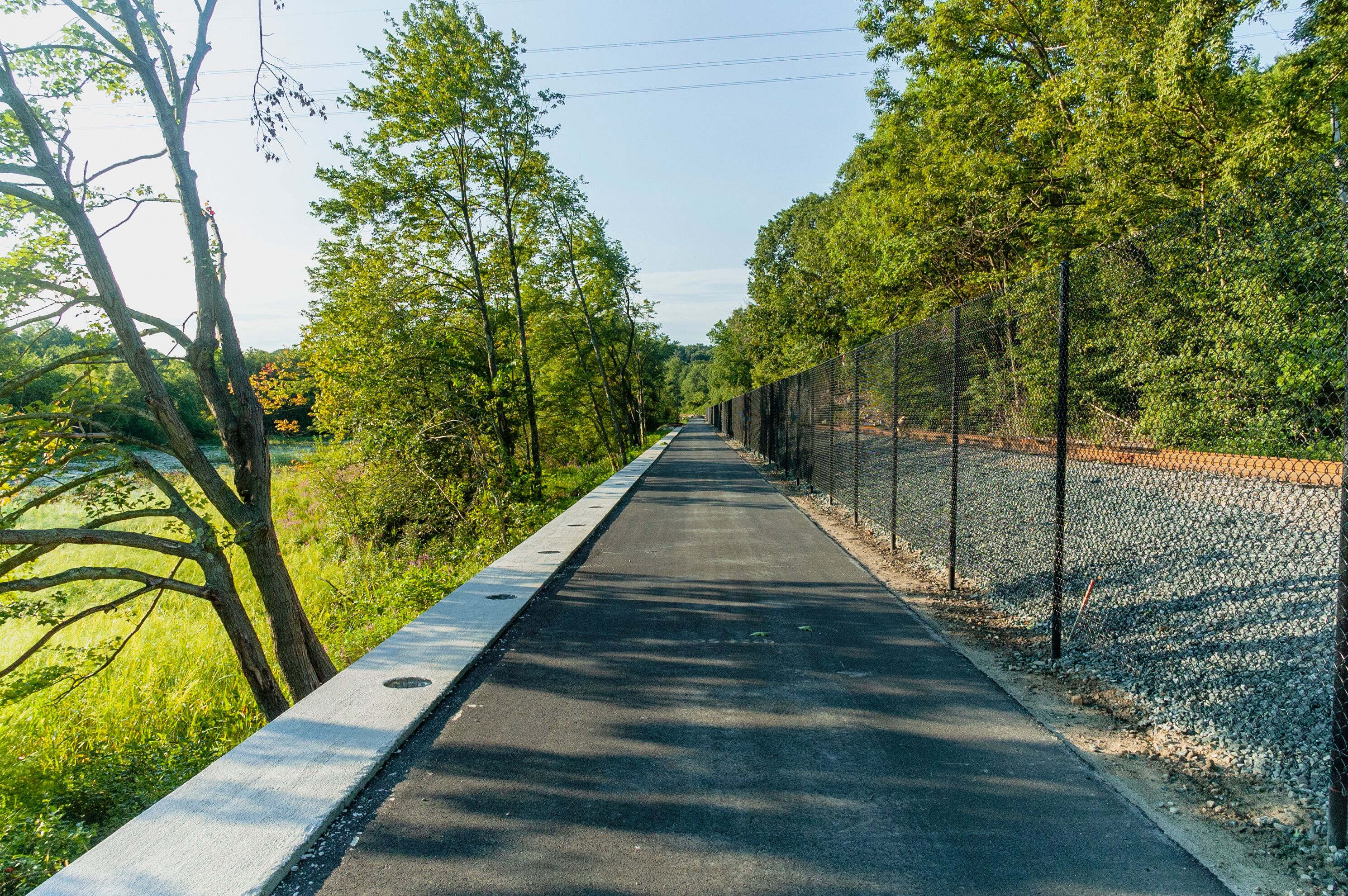 Long straightaway on Blackstone River bike path