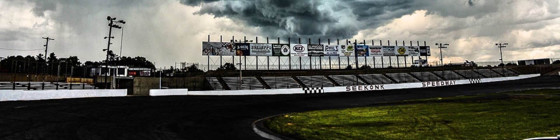 Crazy weather before NASCAR racing at Seekonk Speedway on a Summer Saturday night