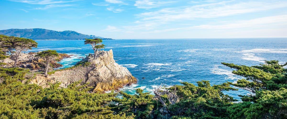 The Lone Cypress, seen from the 17 Mile Drive, in Pebble Beach, California.; Shutterstock ID 438920428