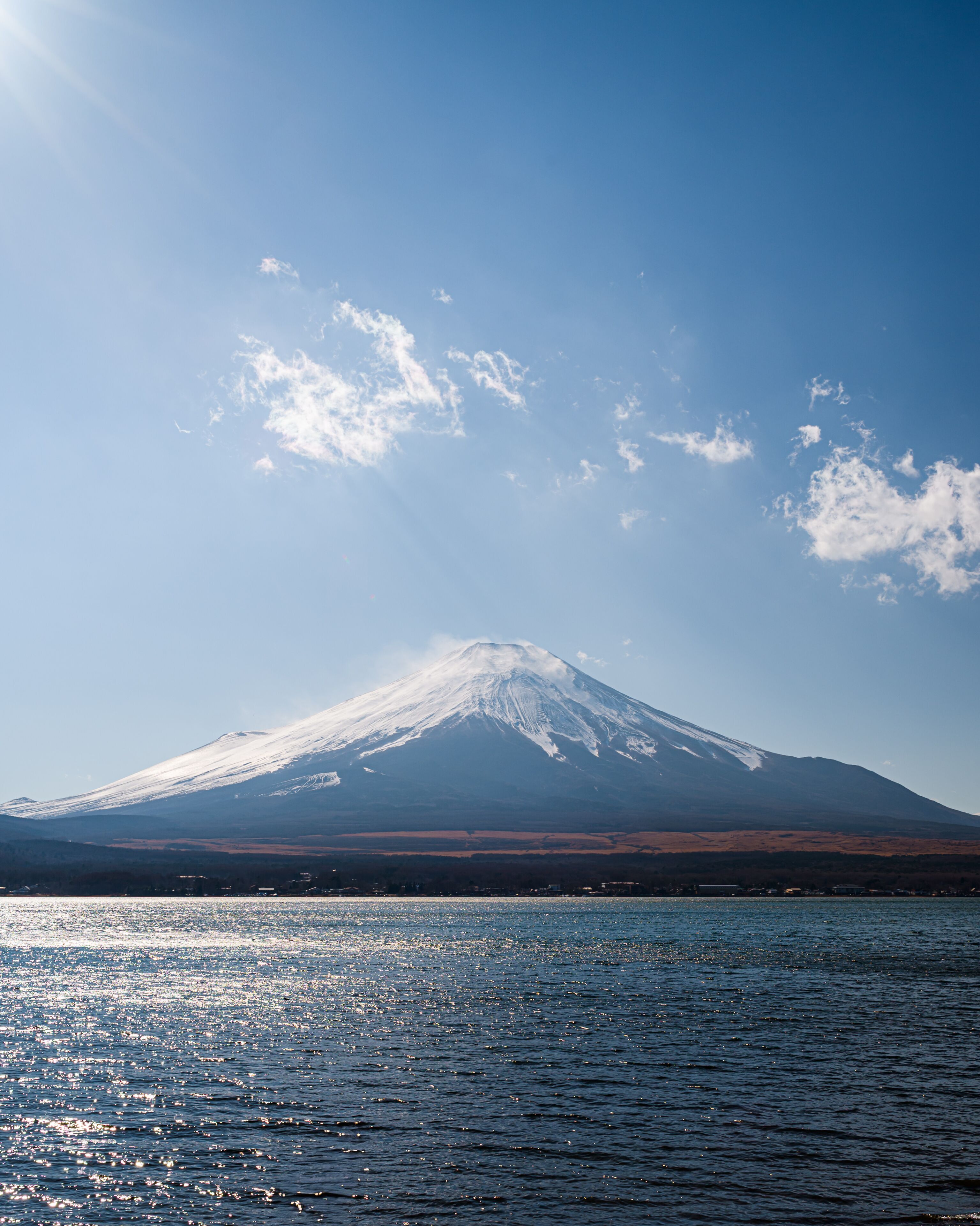 Landscape of mount fuji and cloud in the morning at Yamanaka lake japan.