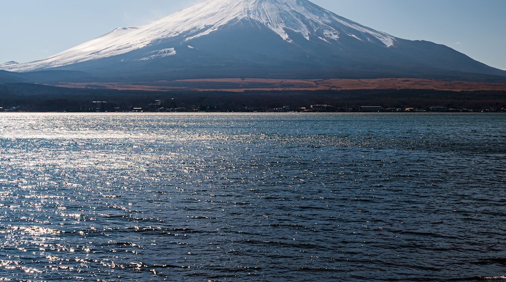Landscape of mount fuji and cloud in the morning at Yamanaka lake japan.