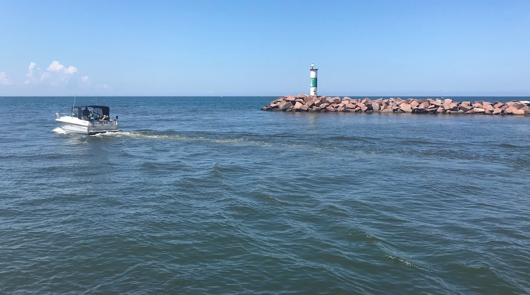 Walking along the boardwalk at the Portage Riverwalk in Indiana Dunes National Park was a peaceful stroll with a great view of Lake Michigan.