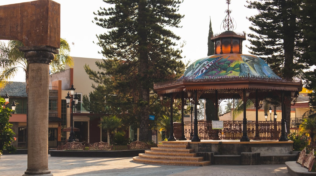 amanecer en el quiosco del jardin principal y plaza civica de cuautla jalisco mexico