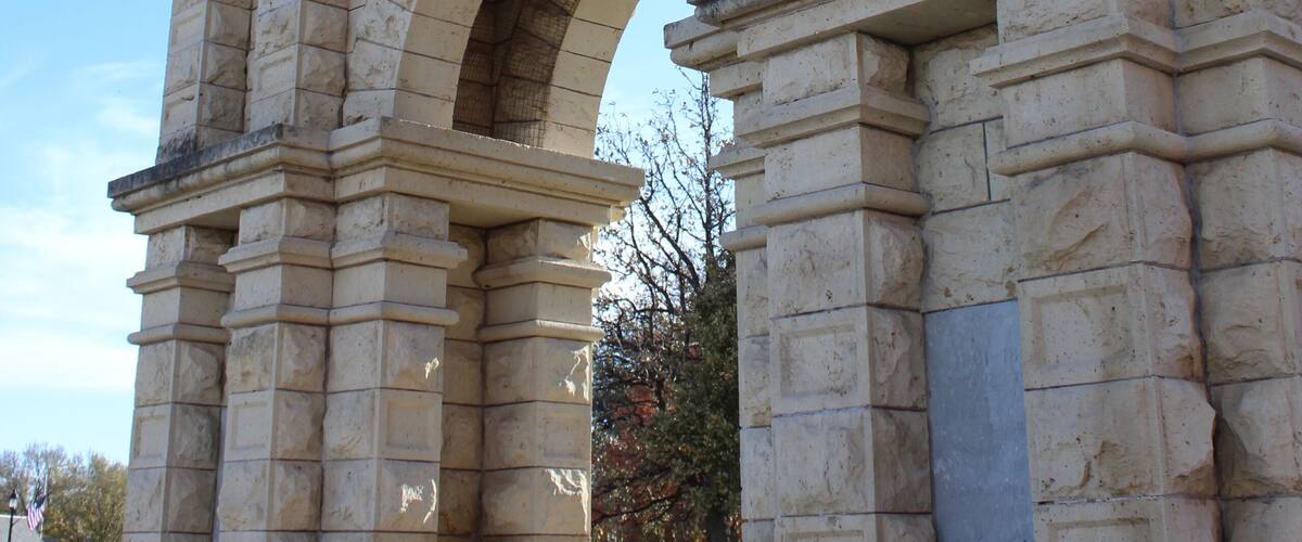 Nice archway leading to war memorial in Junction City Kansas