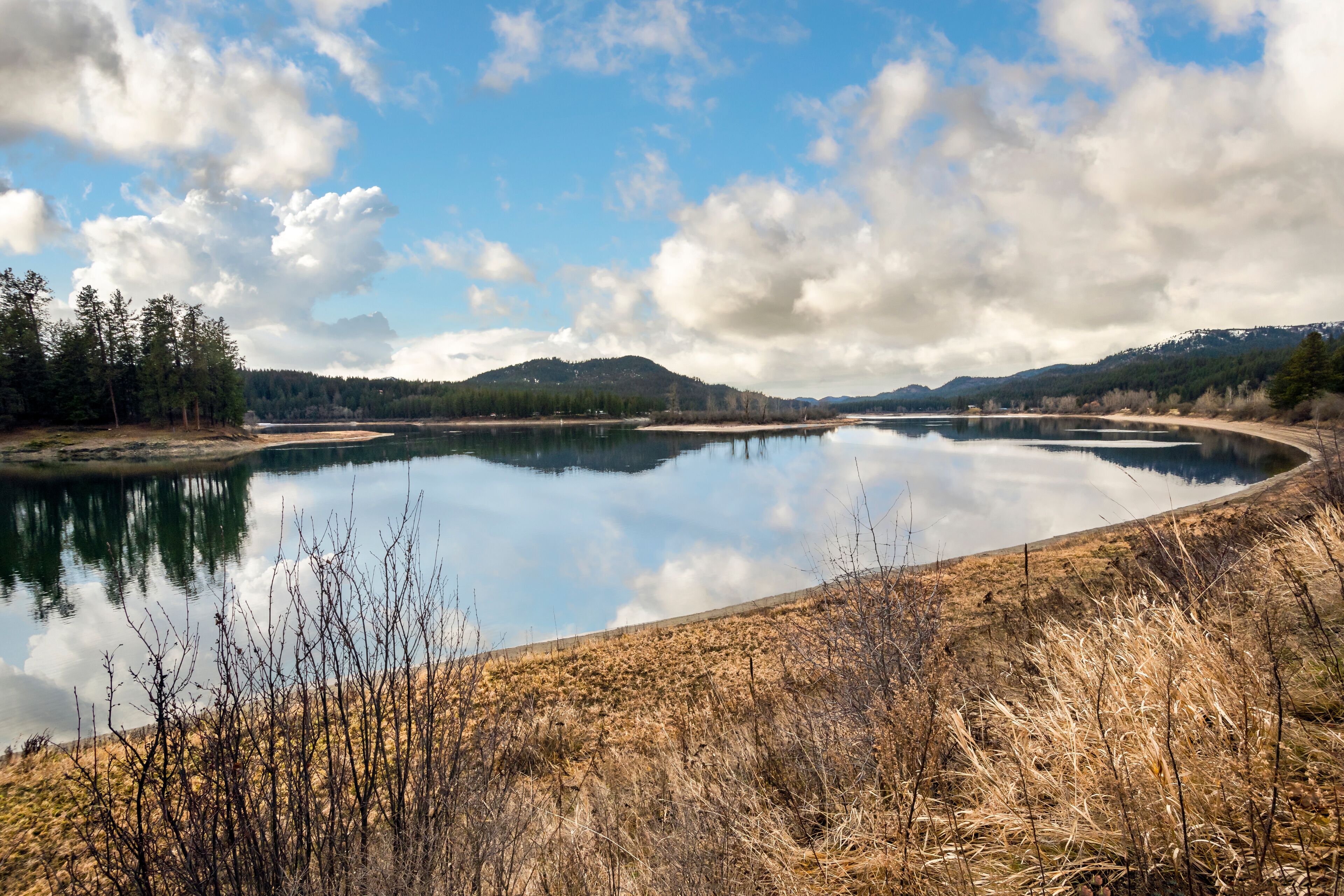 The Priest River seen from the Le Clerc Rd in the mountains of the inland northwest in the town of Newport, Washington, USA