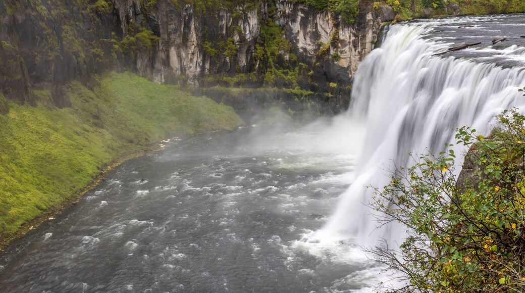 Aerial view of Mesa Falls located in Island Park, Idaho.