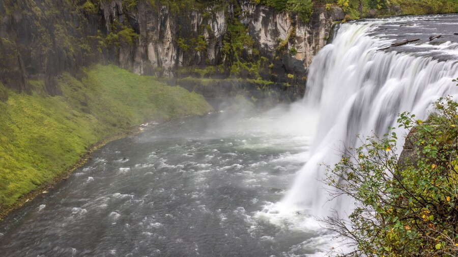 Aerial view of Mesa Falls located in Island Park, Idaho.