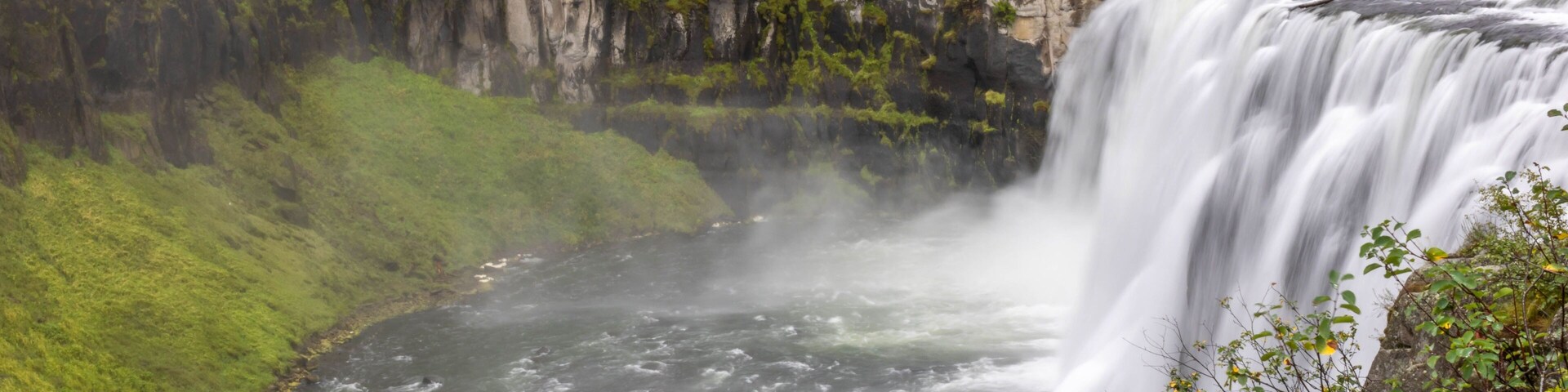 Aerial view of Mesa Falls located in Island Park, Idaho.