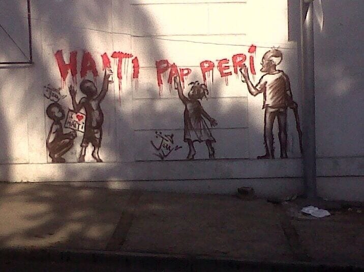 The first of a series of photographs of street art by Jerry. Roughly translated it says "Haiti will survive". I took the series while working in Haiti from April, 2010 to Dec. 2011.