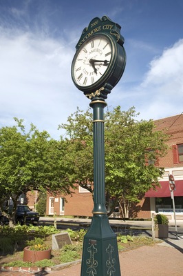 Town clock in Pocomoke City, the Eastern Shore of Maryland