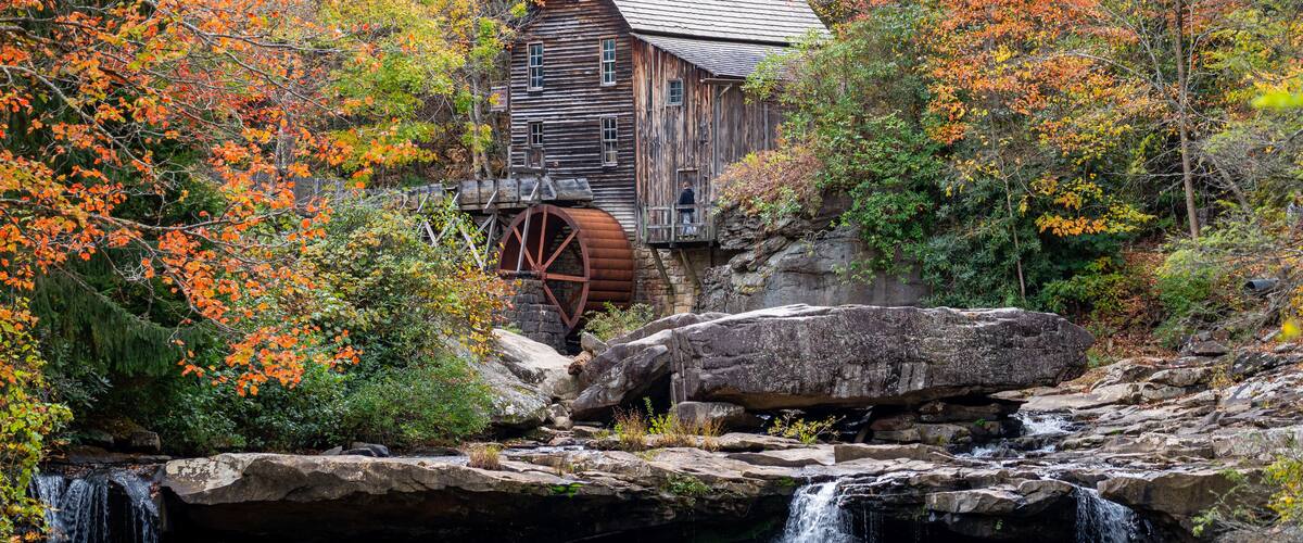 Glade Creek Grist Mill, Babcock State Park, West Virginia during autumn.