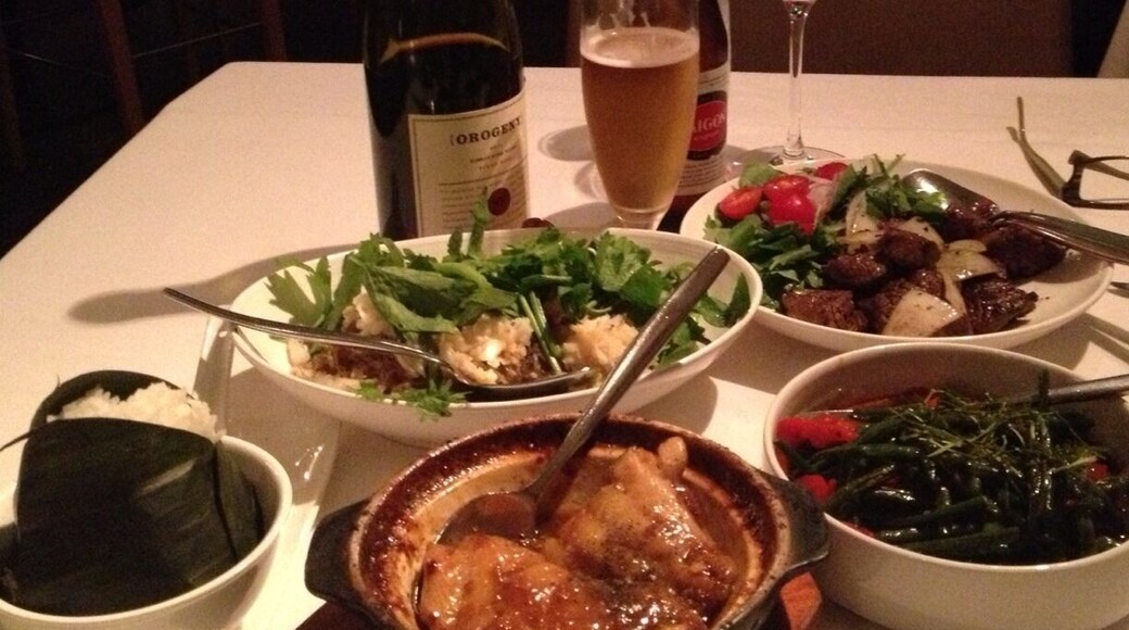 These guys fuse Vietnamese food with their own, local knowledge, in a beautiful low lit setting, and hit it out of the park. Shaking beef, black cod, crab and shrimp noodles, dry sauteed curry string beans, accompanied by a frosty Saigon Vietnamese beer. Reminded me of Monsoon in Seattle, or The Slanted Door in SF. Good, knowledgable and helpful wait staff provide a very memorable dining experience. Can't wait to go back.