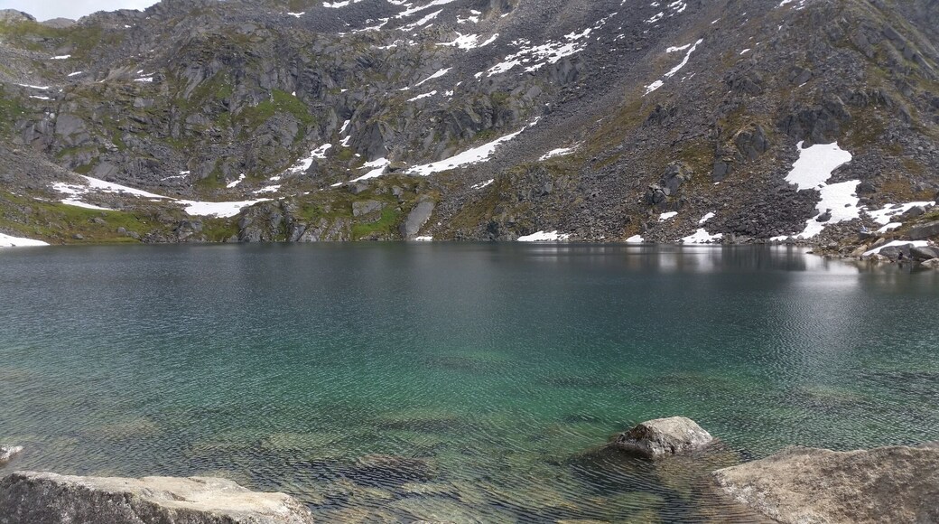 About 1 mile up a trail from the Independence Mine parking lot, beautiful lake awaits you.