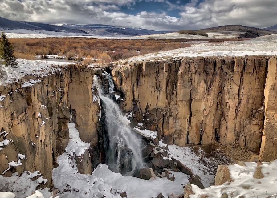 North Clear Creek Falls in between Creede and Lake City on CO149. Stopped many times at this fall but never with snow still on the ground.