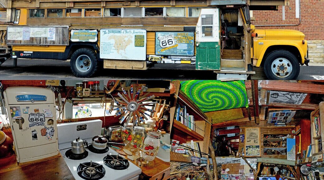 Mini Takes the States 2014 Road Rally St. Louis to Chicago Leg:
This is the "School Bus Road Yacht" prize of the late Bob Waldmire. Bob lived in this thing and was an integral part of the Route 66 Revival. He was am eccentric hippie and a traveler of a age and of places in time that is lost to us forever but still fun to dream about. I think his story is fascinating.
The Museum has thousands of pieces of historic memorabilia from the Mother Roads glory days.
FREE ADMISSION - but they appreciate donations!
#MTTS2014 #minitakesthestates #go11 #vintage #route66