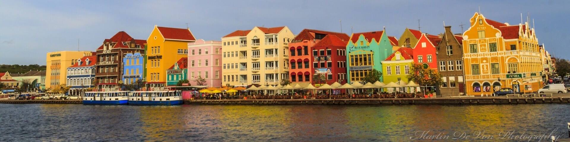 Enjoying the colors of Willemstad. Not the best place to scuba dive, but the nightlife abounds.