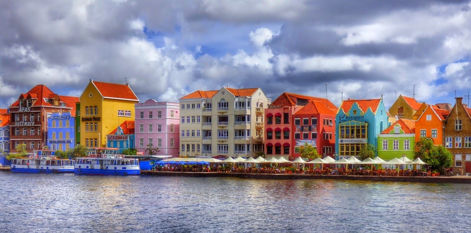 Willemstad waterfront on Curacao.  We visited the island during our cruise on Holland America ms Zuiderdam.  December 2014.