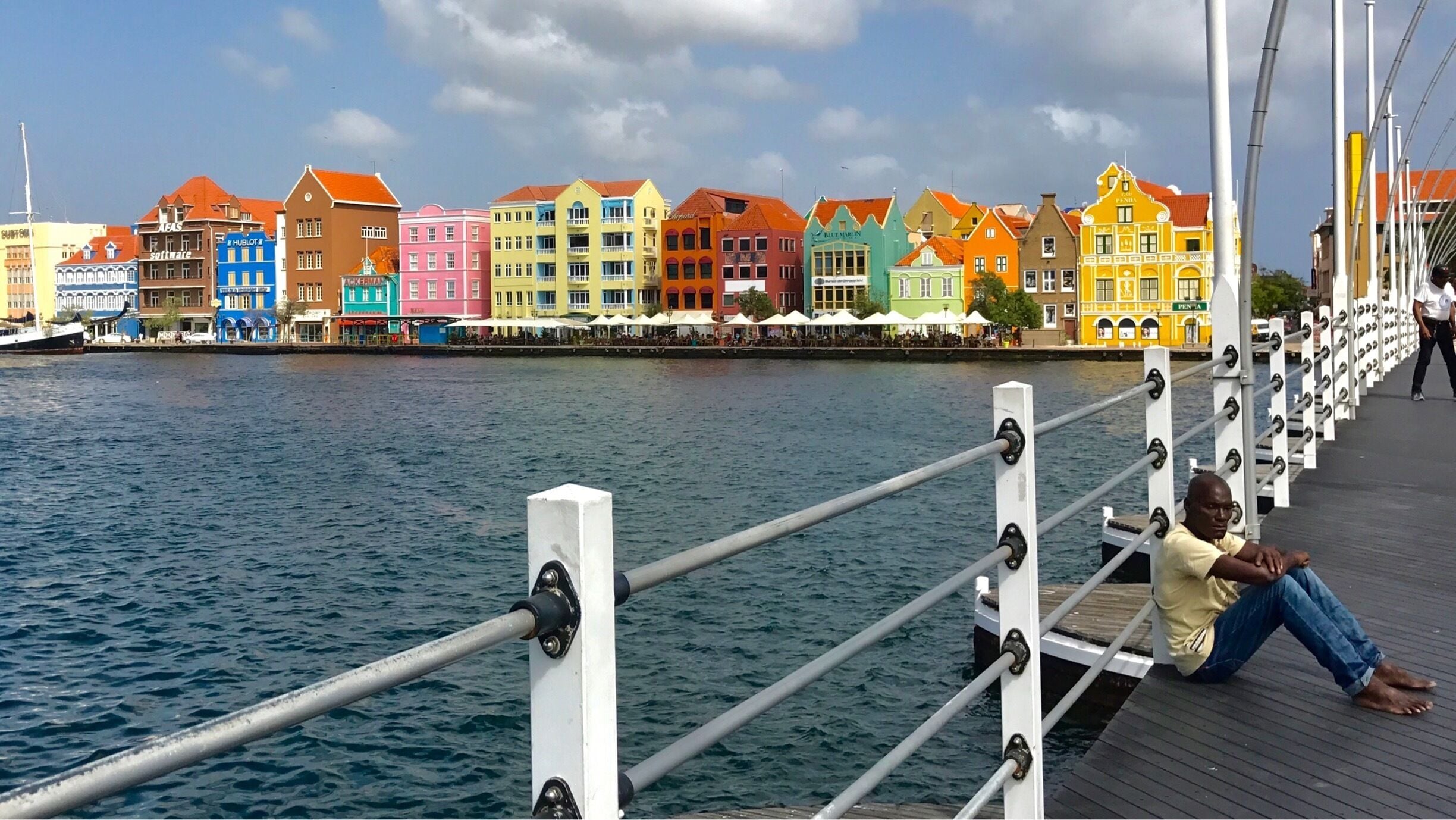 Floating bridge. The far side of the bridge will bend to allow boats though.
