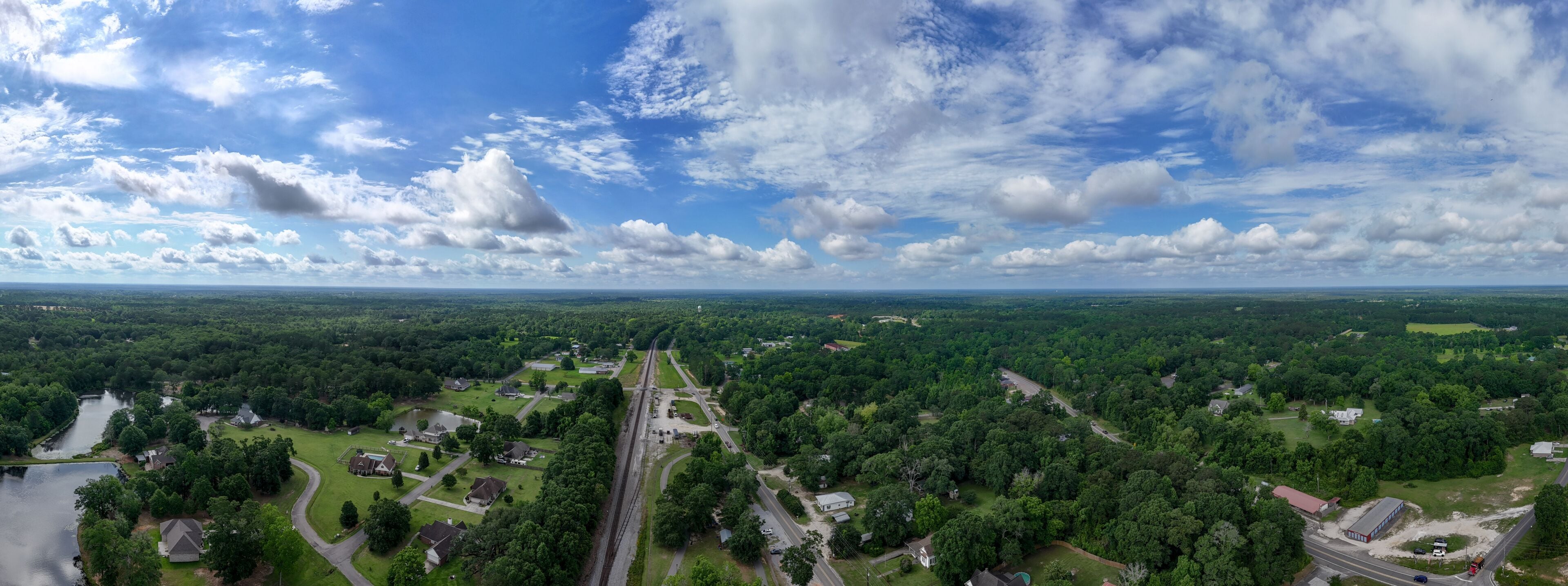 Aerial summer nature landscape of rural Deep South Carriere Pearl River County Mississippi MS