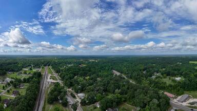 Aerial summer nature landscape of rural Deep South Carriere Pearl River County Mississippi MS