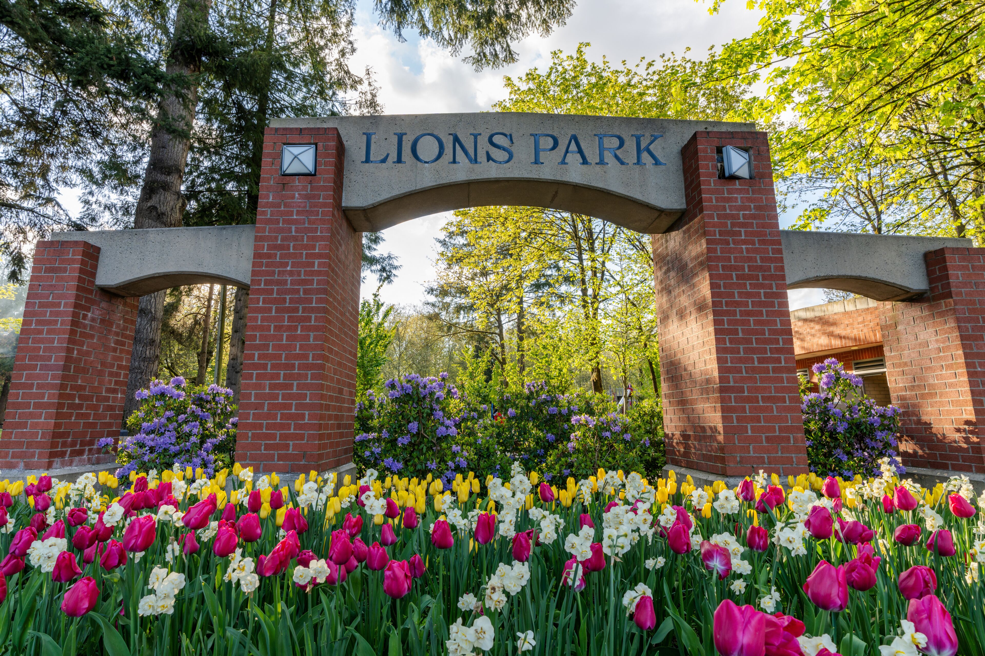 Entrance of Lions Park. Port Coquitlam, BC, Canada.