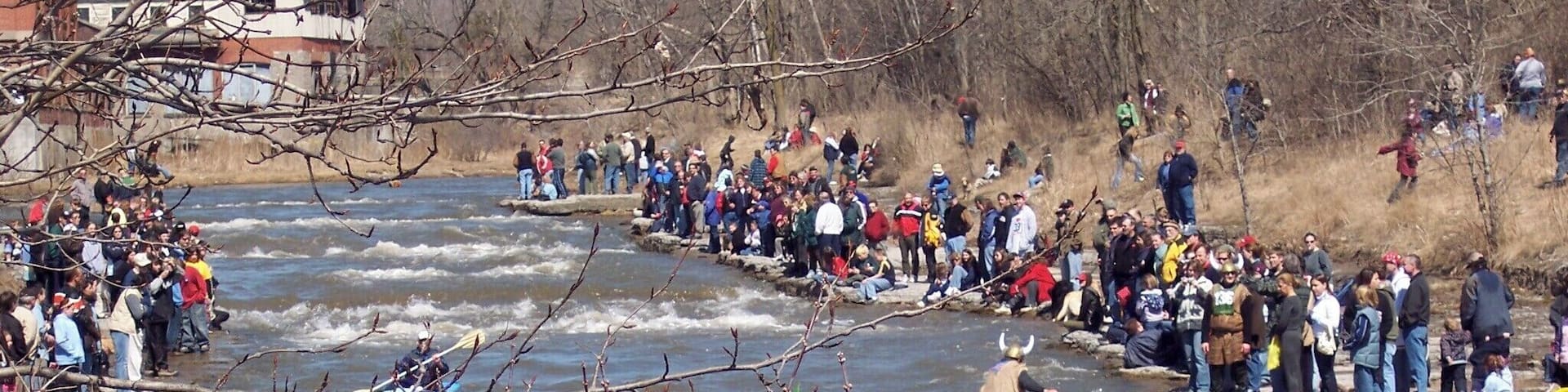 The vikings have sunk! Float your fanny down the Ganny is such a riot of crazy costumes and crazy boats. It's held at Port Hope outside of Toronto in late March or early April depending on how cold it is in the river. #river #festivals