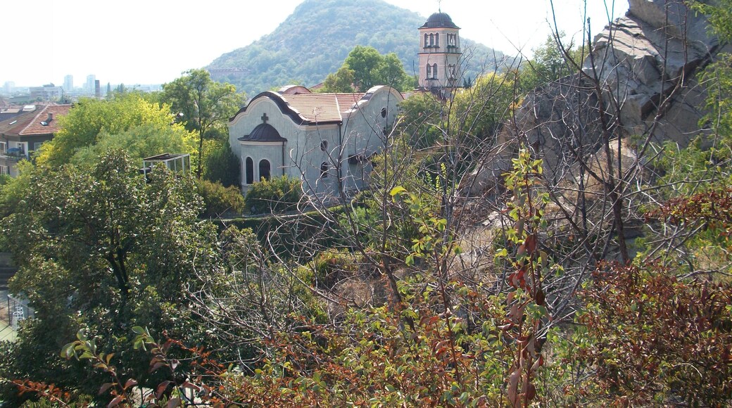 A beautiful old church nestled into the hills