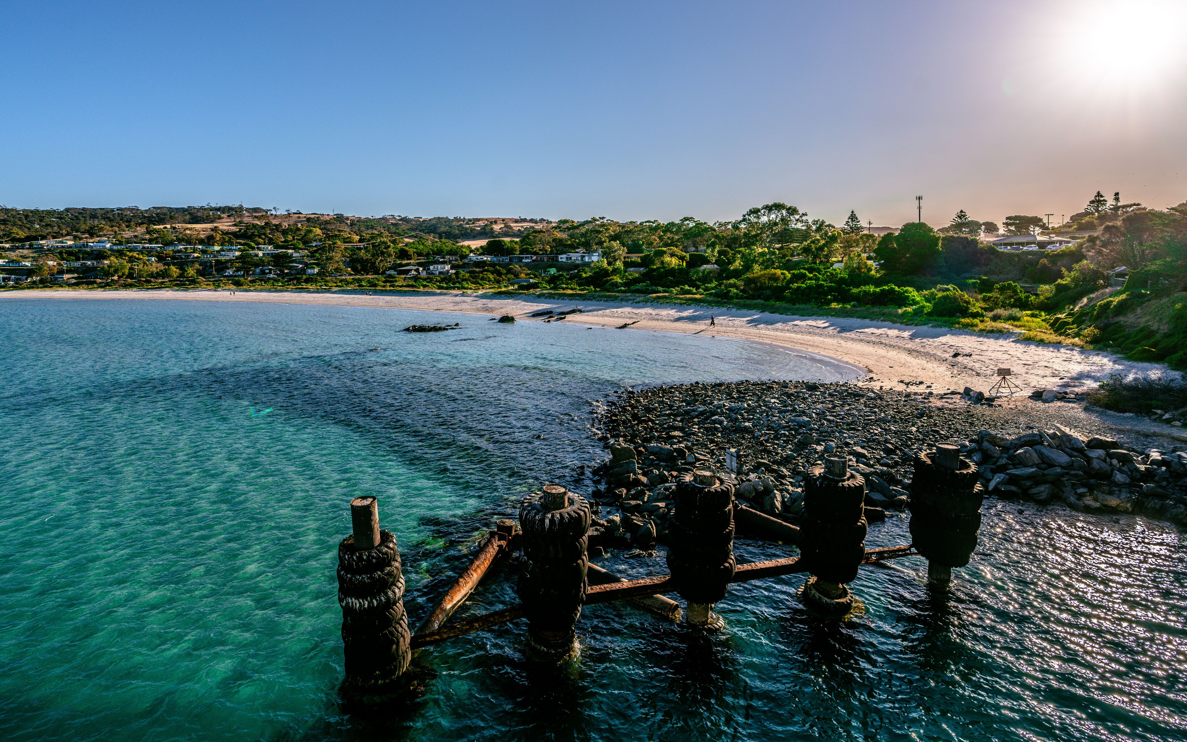 Sunset on Penneshaw beach on Kangaroo island South Australia