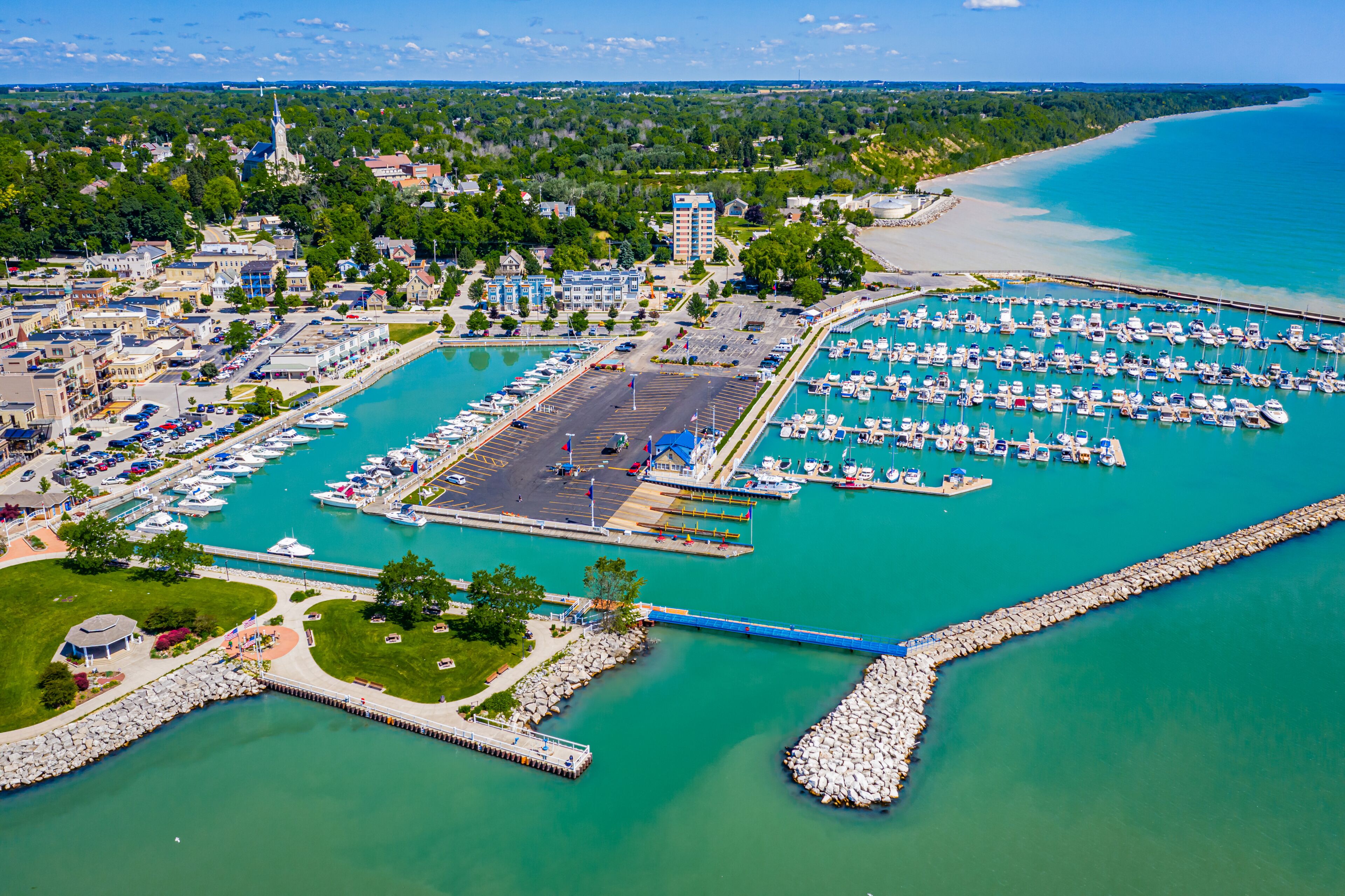 Aerial view of Port Washington marina