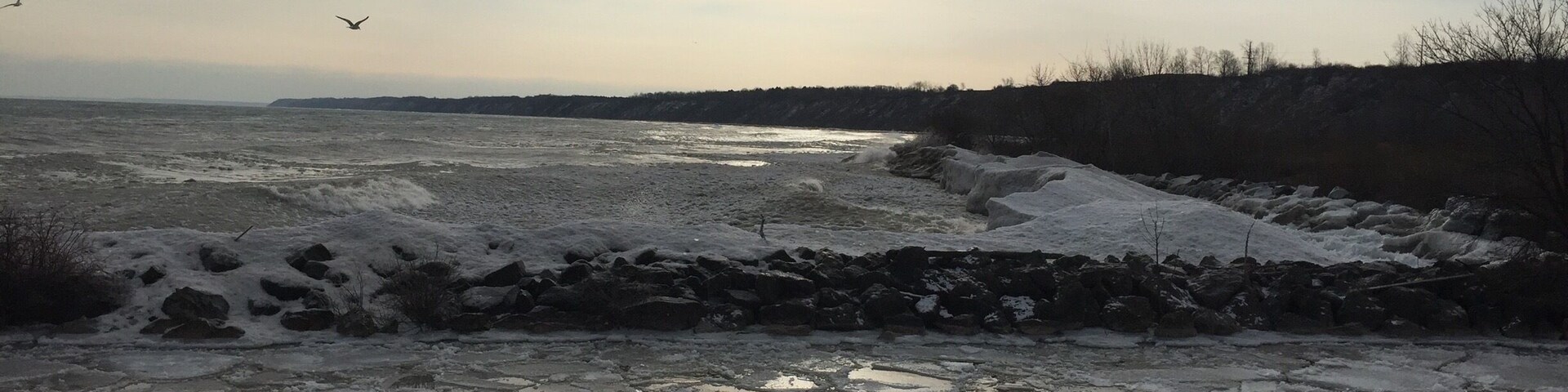 Winter view south along Lake Michigan.
