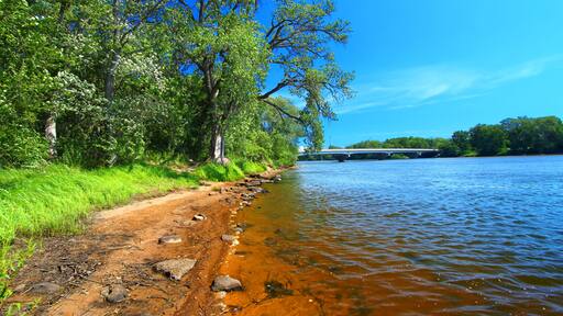 Sandy shoreline of the Wisconsin River near the town of Portage; Shutterstock ID 396193363