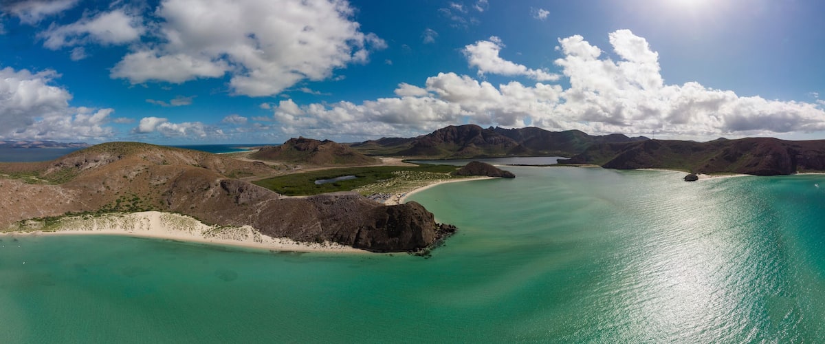 amazing aerial view of the bay of Balandra in Baja California Sur, Mexico
