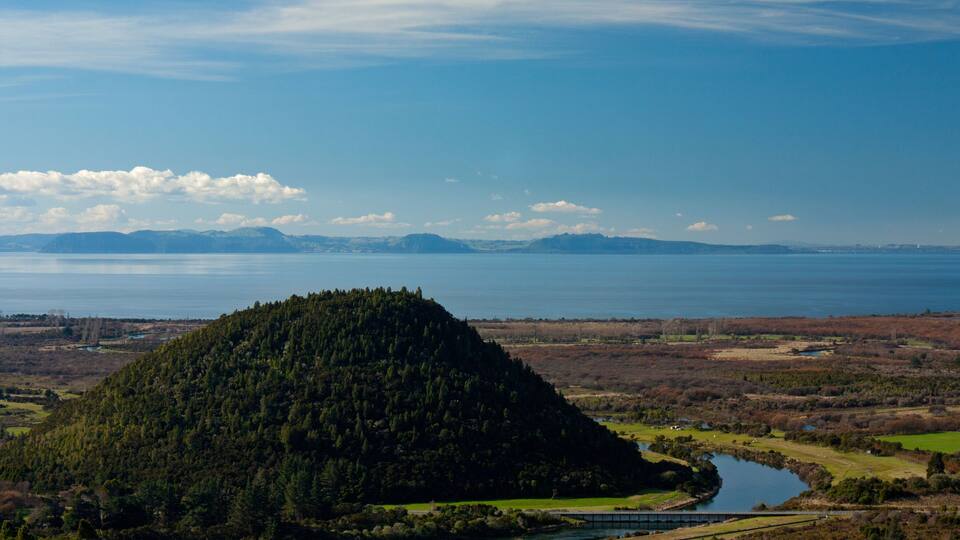 View at the lake Taupo in the North Island in New Zealand